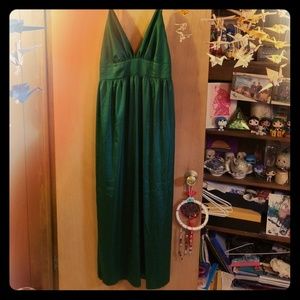 Silky Green Spaghetti Strap Gown